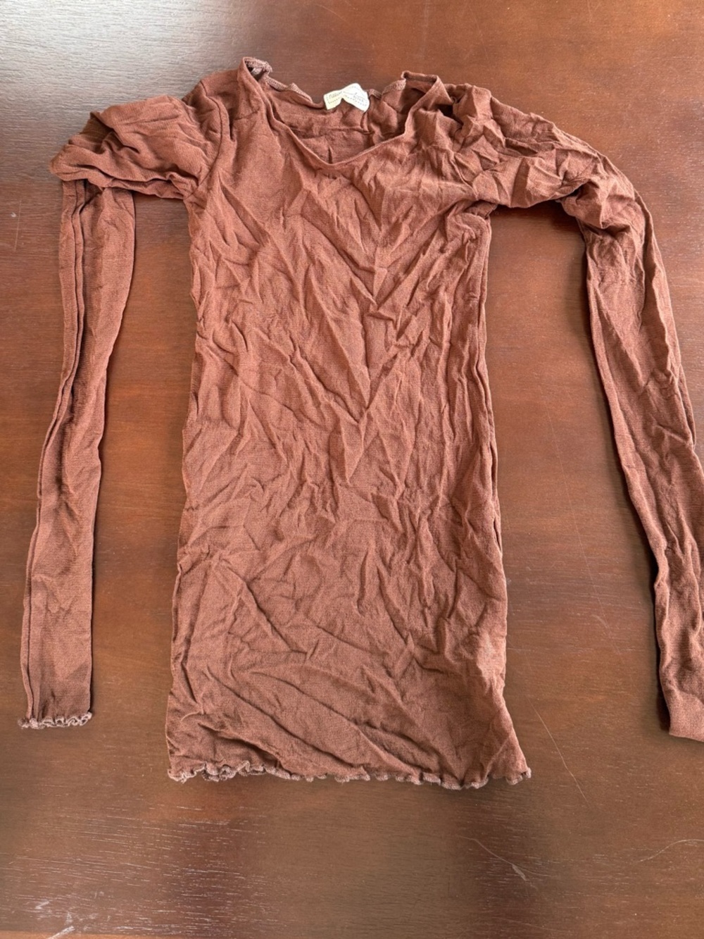 Classic Mesh Long Sleeve Slim Tee in Brown